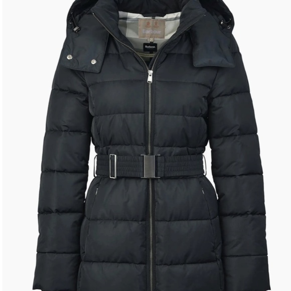 Barbour Octavia Quilted Coat BLACK/ MONO TARTAN, Size 12 US / 16 UK $470 - Picture 1 of 7